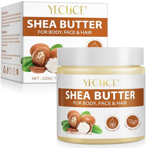 Organic Shea Butter - 100% Pure African Shea Butter for Hair and Body, Nourishes, Soothes, and Softens Dry Skin, for Skin, Hair, Lip Balms, Body Butters, Moisturiser - 220g