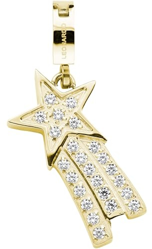 JEWELS BY LEONARDO Anhänger Clip & Mix Sternschnuppe • Ketten-Anhänger aus goldfarbenem Edelstahl • Sternschnuppe ist mit Pavé-Besatz • Schmuck Geschenk für Frauen • 024589