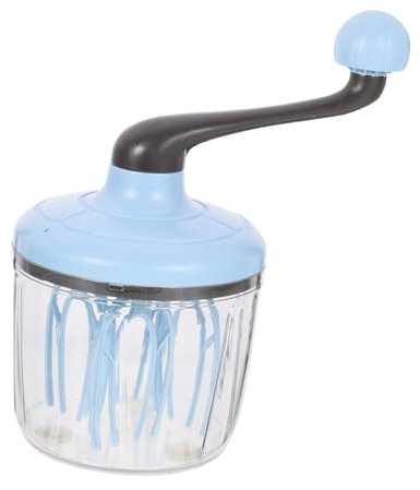 PAMINGONO Batidor Manual Giratorio Pequeño Azul, Batidor De Mano Ligero De Acero Inoxidable, Multifuncional Para Huevos, Salsas y Cremas, Uso Doméstico Cocina,