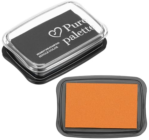 PATIKIL 7,6 cm x 5,08 cm stor stämpeldyna, 2 st tvättbar hantverksbläckdyna för gummistämpelkort, stämpling, klippbok, fingeravtryck, handtryck, orange/svart
