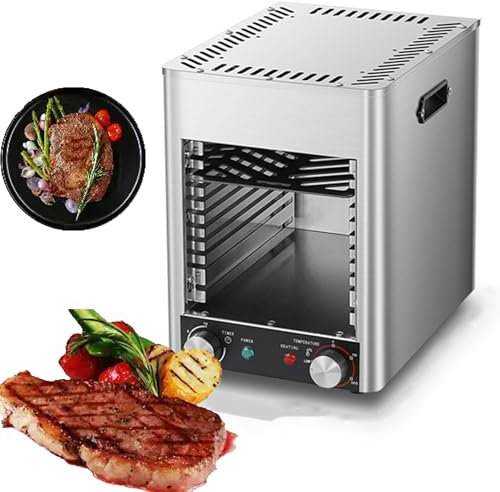 WUDLi Asador de Carne Comercial, 1700W Asador de Carne eléctrico, 800℃ Asador de Carne, Ajuste de Cuatro velocidades, Adecuado para Carne de Res, Pollo, Pescado y Vegetales