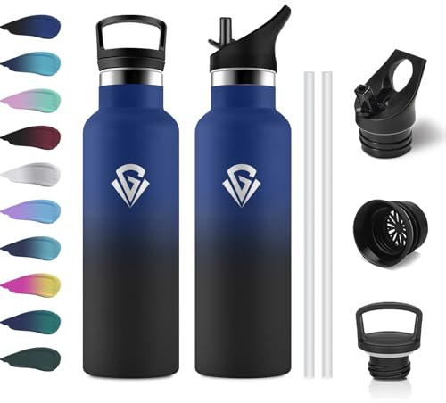 Botella Agua 500ml, Botella Termica Acero Inoxidable, Botella Agua sin BPA, Botella Gym con Doble Pared, Cantimplora Reutilizable para Niños y Adultos, Deporte, Escuela, Oficina, Senderismo y Viajes