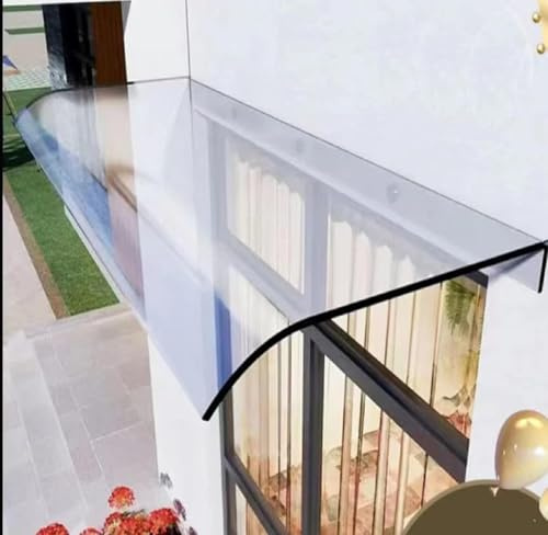 Marquesina para Puertas Invisible,Tejadillo de Protección Transparentes,Toldo para Puerta de Policarbonato,Tejadillo Puerta,Toldo Cubierta de Porche,para Lluvia y Nieve（40x280cm/15.7x110in）