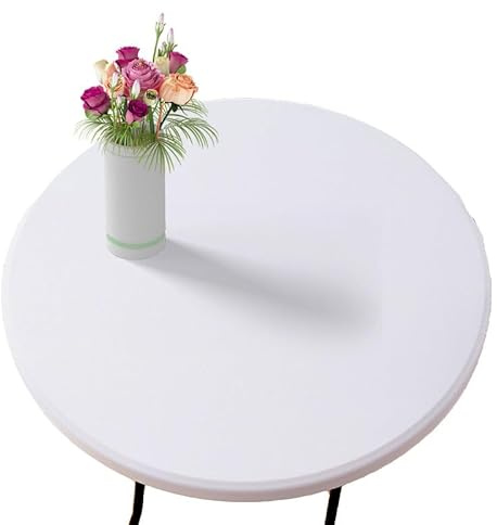 Cznlnzc Round Tablecloth with Elastic Edge | Fitted Table Cloth Non-Slip Washable Anti-Wrinkle Stretch Tablecloth for Living Room Coffee Dining Garden Decoration