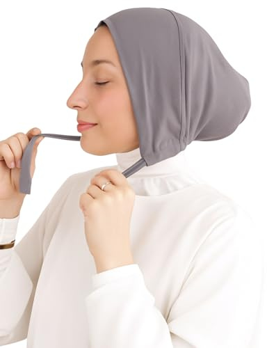 Sous Hijab à nouer en coton Bandeau hijab pour femme musulmane voilée SH-8 (Gris Souris)