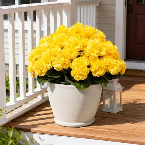 Aisamco 6 Paquetes Geranios Seda Exterior UV Resistente | Flores falsas, Jardin hogar, Jardinera ventana, Patio mesa, Porche terraza, Floracion roja, Resistente UV
