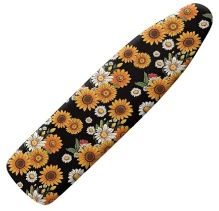 Bügelbrettbezug 120X40 Gelbe Blumen Mit Wärmereflexion Und Schnellbügelfunktion, bezug bügelbrett Ausgestattet Mit Zugseil Und Polsterung, Hitzebeständig,Waschbar
