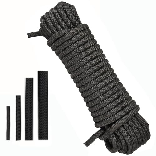 Treadstar Mehrzweckseil、 Rope 、schwarzPolypropylenseil、Ankertauwerk、Nylonschnur Schnur 、Flechtleine Textilseil schwarz (schwarz, 6mm-10m)