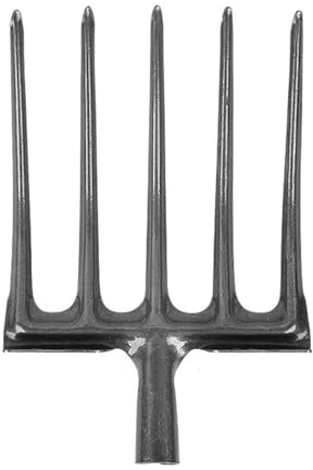 HERCHR Digging Fork,Pitchfork Head Garden Fork Heavy Duty Carbon Steel Garden Digging Spadingfork Strong Strength for Heavy Duty (5 Tine)