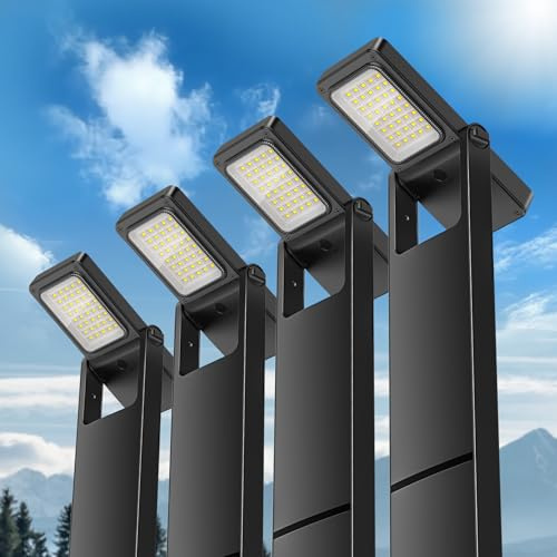 kefflum Faretti Solari da Giardino 300LM, 2200mAh Luci Solari da Giardino Potenti, Pannello Solare Ingrandito In Silicio Policristallino da 2,5W, Impermeabile IP65 Adatto per Sentieri Prati (4 Pezzi)