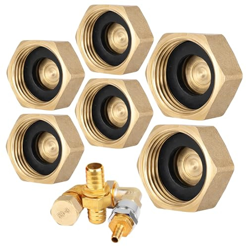 cobee 4pcs 4/10 Fitting Stop Valve Cap, 2pcs 6/10 Hex Thread Pipe Fitting Flare Cap, Hex Compression End Caps Plumbing Fittings for Washing Machine Radiator Valve Faucets Tap