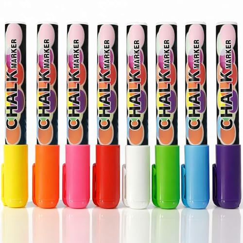 Generico Pennarelli Lavagna Bianca Cancellabile – Set 8 Colori con Punta Reversibile da 6 mm per Lavagne Magnetiche e Whiteboard