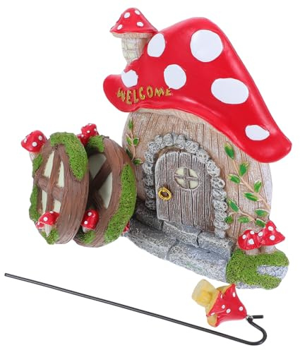 MINAOLULUS Casa Colgante Luminosa en Forma de Hongo de Resina para Puerta y Ventana, Decoración de Jardín Exterior, Micropaisaje Pequeño para Patio y Árbol, Adorno Decorativo Resistente