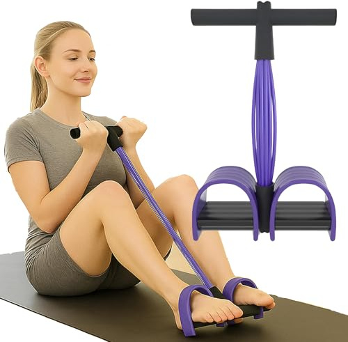 HeHeGe Multi-Function Abdominal Trainer & 6-Tube Elastic Resistance Band with Pedal Puller, Sit-Up Equipment & Bodybuilding Expander, Home Full Body Workout Machine for Yoga, Fitness