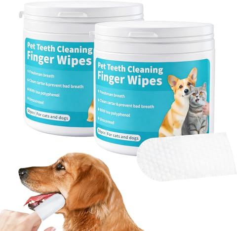 Moqipifa 2PCS Natural Pet Dental Finger Wipes, 2026 Pet Teeth Cleaning Finger Wipes for Dogs Cats, Natural Pets Oral Care, Easy Daily Dental Cleaning for Pets, Soft Disposable