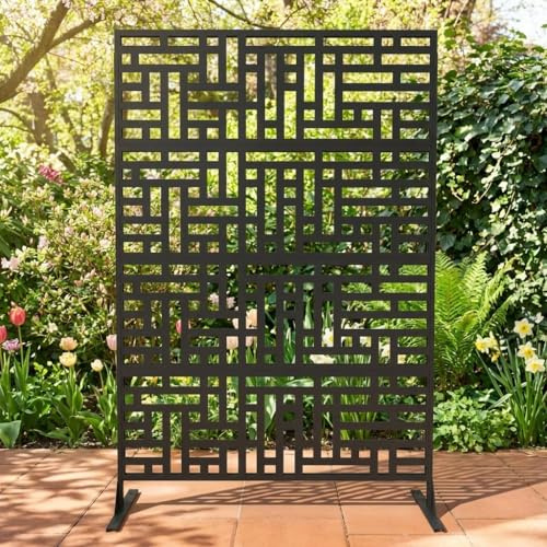 Metall Sichtschutz 180x117 cm, Freistehender Paravent Metallprivatsschirm, Erhöhter Sichtschutzzaun, Wetterfester Sichtschutz Für Innen Außen Terrasse Garten Veranda
