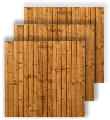 Snowdon Timber, Treated Brown Feather Edge Fence Panel, Pack of 3, (W) 1828mm x (H) 1800mm, Garden Fencing