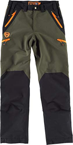 Work Team Pantalón Impermeable Caza y Pesca Combinado. Dos Bolsos de Abertura Inclinada en los costados y Dos Bolsos Laterales, Todos Interiores con c Hombre Verde Caza + Negro L