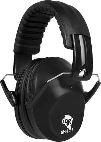 ACE SHH...! Kinder-Gehörschutz - faltbarer Kapsel-Gehörschützer - kompakter Ohrenschützer für Mädchen & Jungen - Schwarz