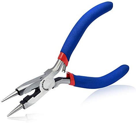 SPEEDWOX 5 Inches Mini Round Nose Pliers with Wire Cutter Wire Looping Pliers Fine Round Nose Pliers Jewelry Making Tools Small Round Pliers for Jewelry Making DIY Craft Beading Jewelry Pliers