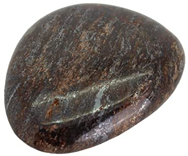 Budawi® Bronzit Handschmeichler | Flacher Scheibenstein | Edelstein Handstein Trommelstein | Naturstein