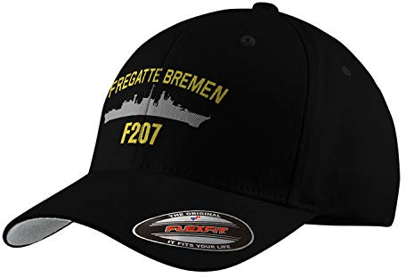 Copytec Flexfit Fregatte Bremen F207 Marine DRAT Schiff Bundesmarine Bundeswehr #32823, Farbe:Schwarz, Flexfit Kappe:S/M