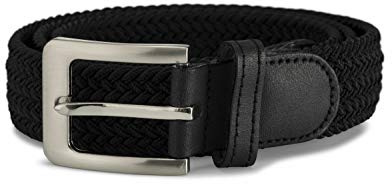 Streeze 32 mm Stretchgürtel geflochtener, elastischer, gewebter Gürtel mit Silberschnalle, 6 Größen: Small - 3XL