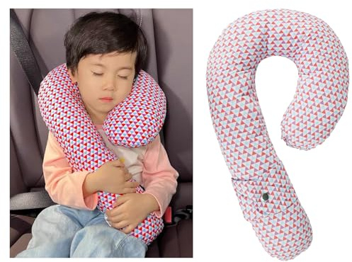 Kids Travel Neck Pillow Car Seat Belt Cover Pad Children Soft U-shape Head Neck Support Pillow Car Seat Safety Shoulder Strap Cushion Shoulder Protector Sleeping Headrest Car Accessories for Boy Girl