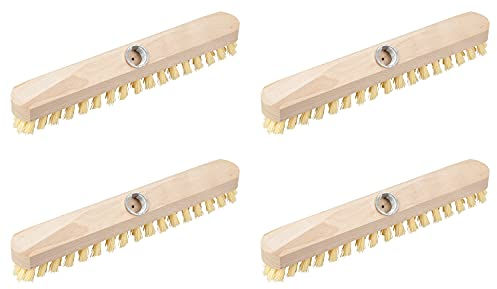 Novaliv 4 x estropajos de madera con cerdas PPN | Limpiaparabrisas con rosca | Cepillo de fregar | Cepillo de suelo | Para Balcón Terraza Jardín Interior Exterior Fregadero sin mango