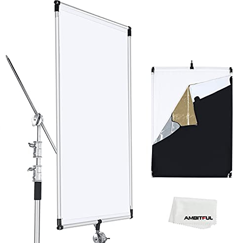 AMBITFUL 60 x 90 cm - Grand diffuseur 5 en 1 - Noir, argent, or, blanc - Cadre en alliage d'aluminium pour photographie