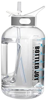 Glaxcidy Trinkflasche 1.5L BOTTLED JOY Wasserflasche mit Strohhalm, Water Bottle mit Zeitmarkierung zur Messung der täglichen Wasseraufnahme BPA-Frei für Fitnessstudio und Sport
