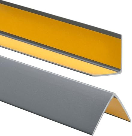 ProfiPVC Winkelprofil selbstklebend aus PVC 50x50mm 130cm Silber | Kantenschutz, Kantenschutzprofil aus PVC-Gummi, elastischer Eckschutz, einfache Montage ohne Bohren