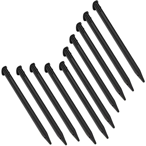 XHBTS Lot de 10 stylets de rechange en plastique pour écran tactile Nintendo New 3DS XL, New 3DS LL (Noir)