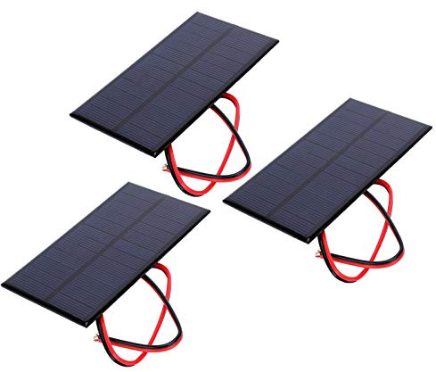 3er Pack Mini Solarpanel 11x6 cm, 6V 1W Solarmodul mit 30cm Kabel für Elektrowerkzeuge, Outdoor Solar Power Zubehör