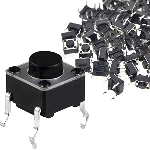 DAOKAI, 100 st 4-stifts tryckknapp 6 x 6 x 5 mm vertikal momentan omkopplare, miniatyrknapp, elektroniska komponenter för PCB-panel