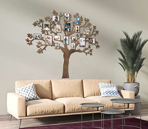68travel Stammbaum aus Holz mit Bilderrahmen und Zubehör, 17 Bilderrahmen (160 x 150 cm, 160 x 150 cm) – Wanddekoration aus Holz – für Schlafzimmer, Wohnzimmer, Arbeitszimmer