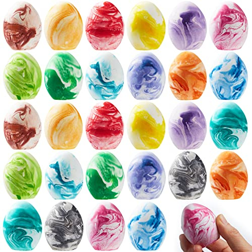 JOYIN 28 Pcs Easter Sidewalk Chalk Eggs Set, Easter Eggs Chalks, Gifts for Boys Girls Kids Toddlers Basket Stuffers Fillers Party Favors(Marble Color)