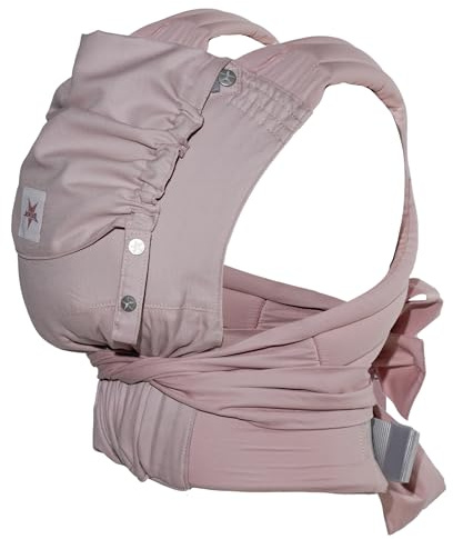 KOKADI Babytrage TaiTai Just Rosé (Babysize) – Ergonomisch, sicher & kuschelweich, handgefertigt aus 100% Bio-Baumwolle – Ab Geburt bis 15 kg, perfekt für größere Eltern und Babys – Rosa
