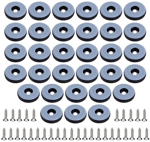 32 Stück Bodengleiter Ø 22 mm Teflongleiter zum Schrauben | mit 32 Stück Edelstahlschrauben Stuhl Fuss Schutz Möbelgleiter-Set Effektiver Schutz Ihrer Möbel Stühle Böden