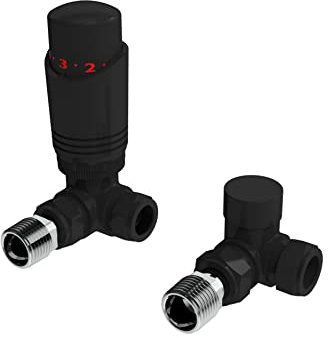 LavaTap Valvola termostatica nera per radiatore ad angolo o diritto nero opaco radiatore TRV termostato valvole (angolo) (BK-TRV301A)