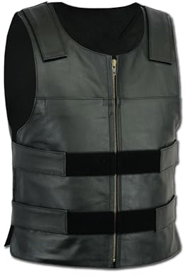 Men Bullet Proof style Leather Motorcycle Vest for bikers Tactical waistcoat (as1, alpha, l, regular, regular)