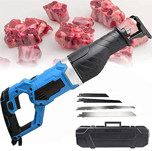 FILTWO Sega Ossa Elettrica da Macellaio Portatile Multifunzione Segaossa Macellaio con 4 Lame da Sega Sega a Gattuccio Batteria per Tagliare Le Ossa Bacon Bistecca