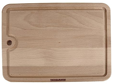 Fackelmann Tabla de Cortar Rectangular con Orificio para Colgar, Tabla para Picar Alimentos, Madera de Haya con Certificación FSC, 30x23 cm, Color Marrón Claro, 1 ud.