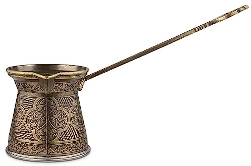 Alisveristime Authentic Turkish Coffee Pot, Handmade Cezve/Ibrik, 2.75-Inch Width, 2.75-Inch Height - 6.76 Ounce Enhance Your Coffee Experience Now! (2 Cup) (Antique Green)