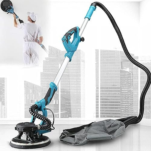 Lijadora De Pared Eléctrica Plegable De 1800 W Con Sistema De Aspiración Sin Polvo - Ideal Para Pulir Techos Y Paredes Interiores Y Exteriores - Incluye 20 Discos De Lijado - Mango Antivibración