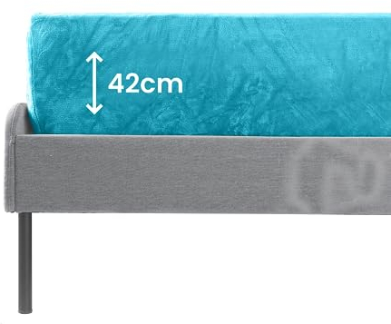 BaSaTex Boxspringbett & Wasserbett Spannbettlaken 200x220 cm in Cashmere-Touch Plüsch Flausch Qualität | 38-42 cm Steghöhe | 100% Polyester | Farbe: Petrol