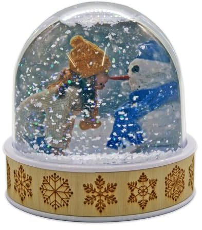 Bola de Nieve Personalizada con diseño nórdico con Purpurina para Fotos, Adorno de cúpula, Personalizados, Artes y Manualidades para niños o decoración del hogar (Natural)