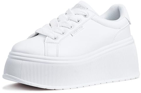 LUCKY STEP Zapatillas de Moda para Mujer con Plataforma | Zapatos Clásicos con Cuña de Lona Casual Bajas Retro para Caminar