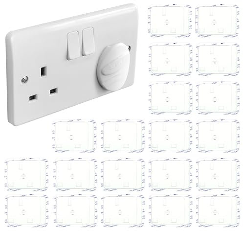 Socket Protectors Baby, 20PCS Plug Socket Covers UK, Baby Safety Outlet Covers, 2024 Upgraded Adhesive-self Outlet Protectors,Child Plug Covers for Sockets UK, Baby Proof Electric Shock Prevention