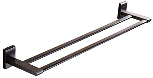 ECOLFE Towel Rail for Bathroom, Bathroom Double Towel Bar Holder,40cm/50cm/60cm,CreativityWall Mounted All Bronze Towel Bar Rail,Copper Brushed Finish,Black(SZ:50cm)